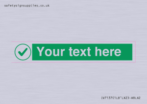 Custom green background, green tick in circle sign